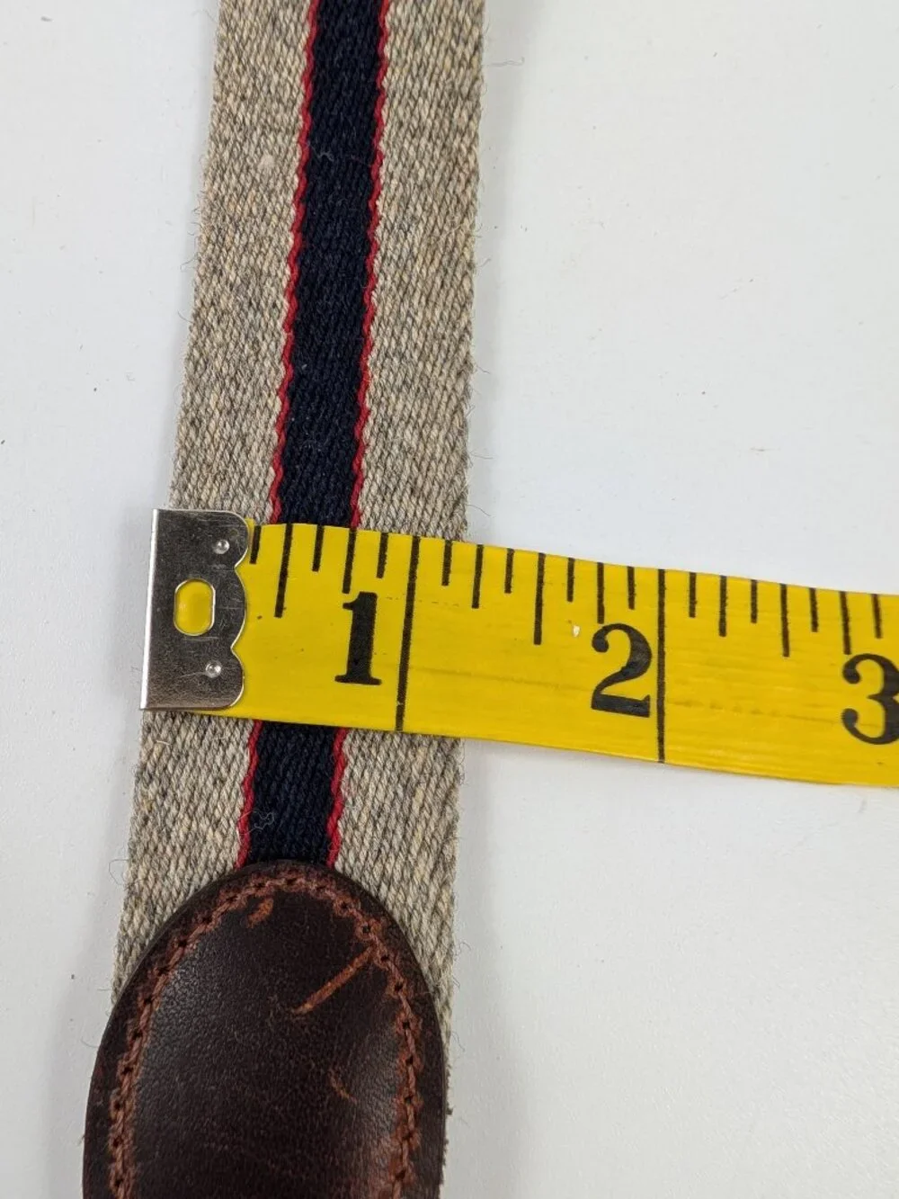 Vintage John Henry Woven Fabric & Leather Belt Unisex Size 38